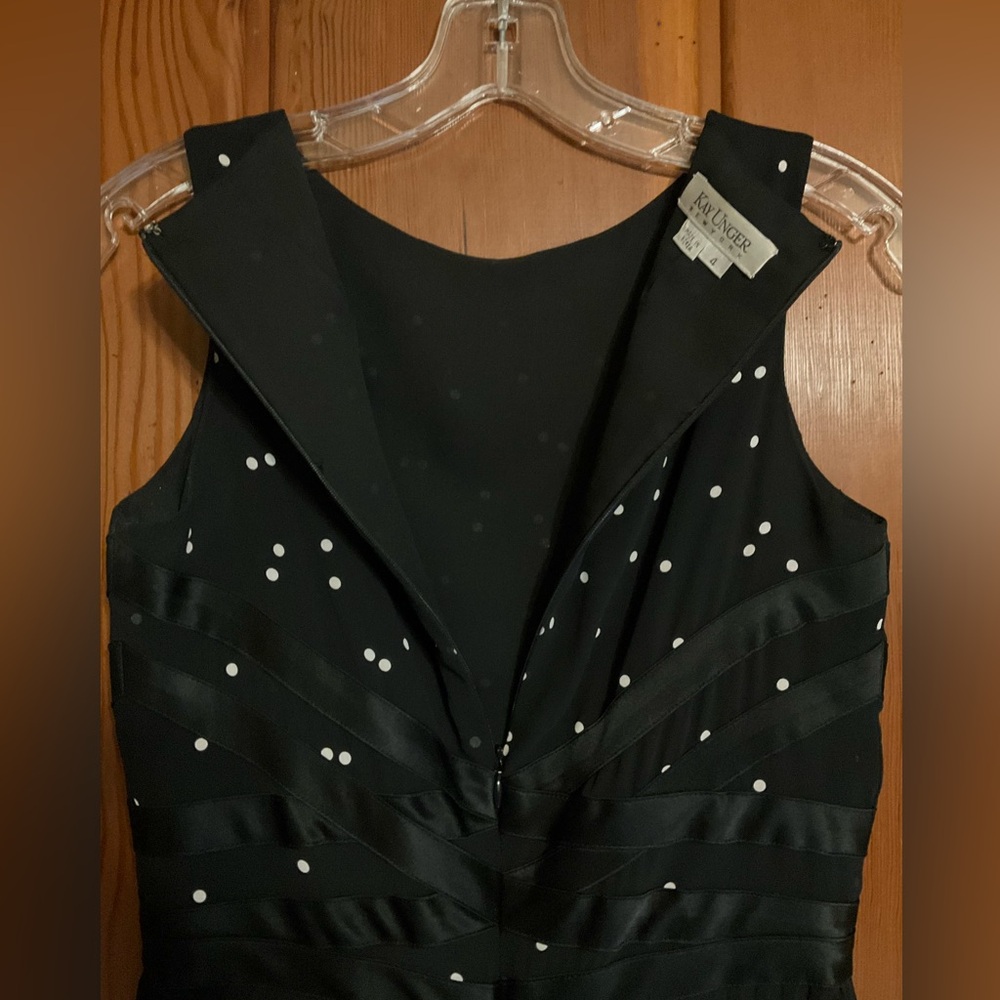 Kay Unger New York Pleated Polka Dot Dress with Silk Accents Size 4 #2318 - Picture 4 of 6